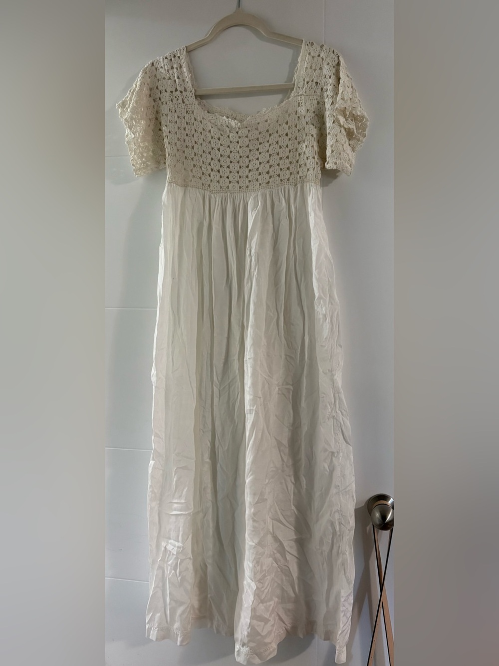 Women’s Vintage Cream Nightdress With Crochet Bodice
